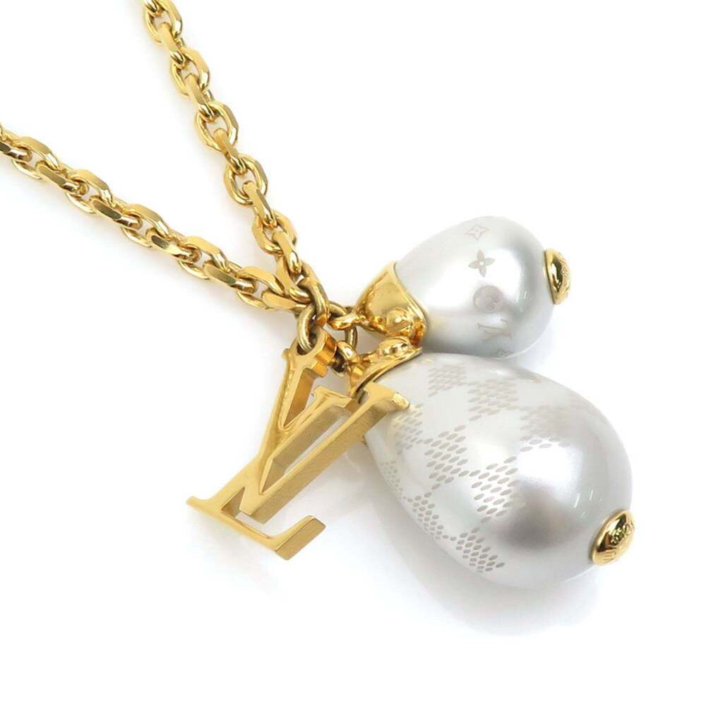 LOUIS VUITTON White Pearl Damier Necklace